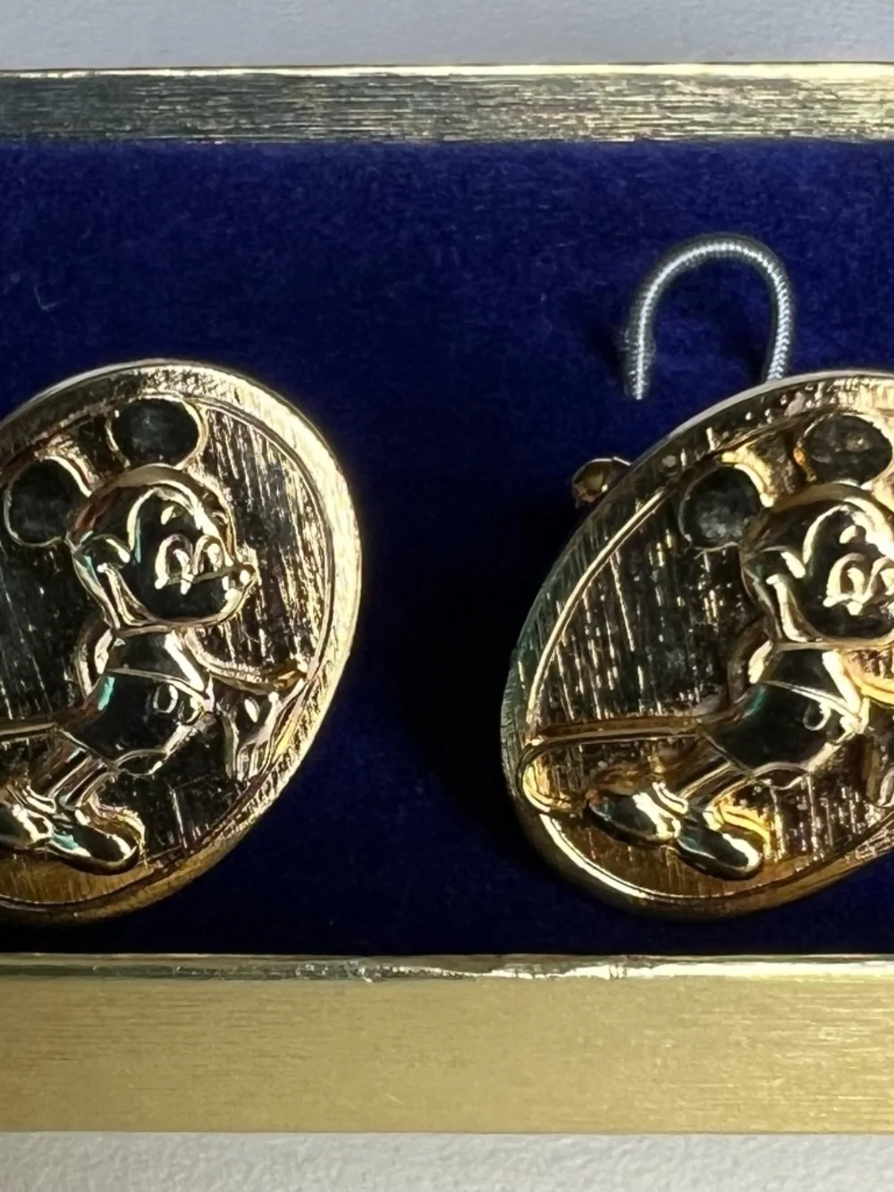 Vintage Oval Disney Mickey Mouse Gold Tone Cufflinks